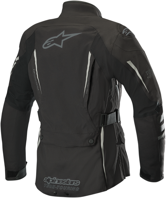 Black and anthracite Alpinestars Stella Yaguara Drystar jacket, large size, featuring durable motorcycle jacket design and premium material.