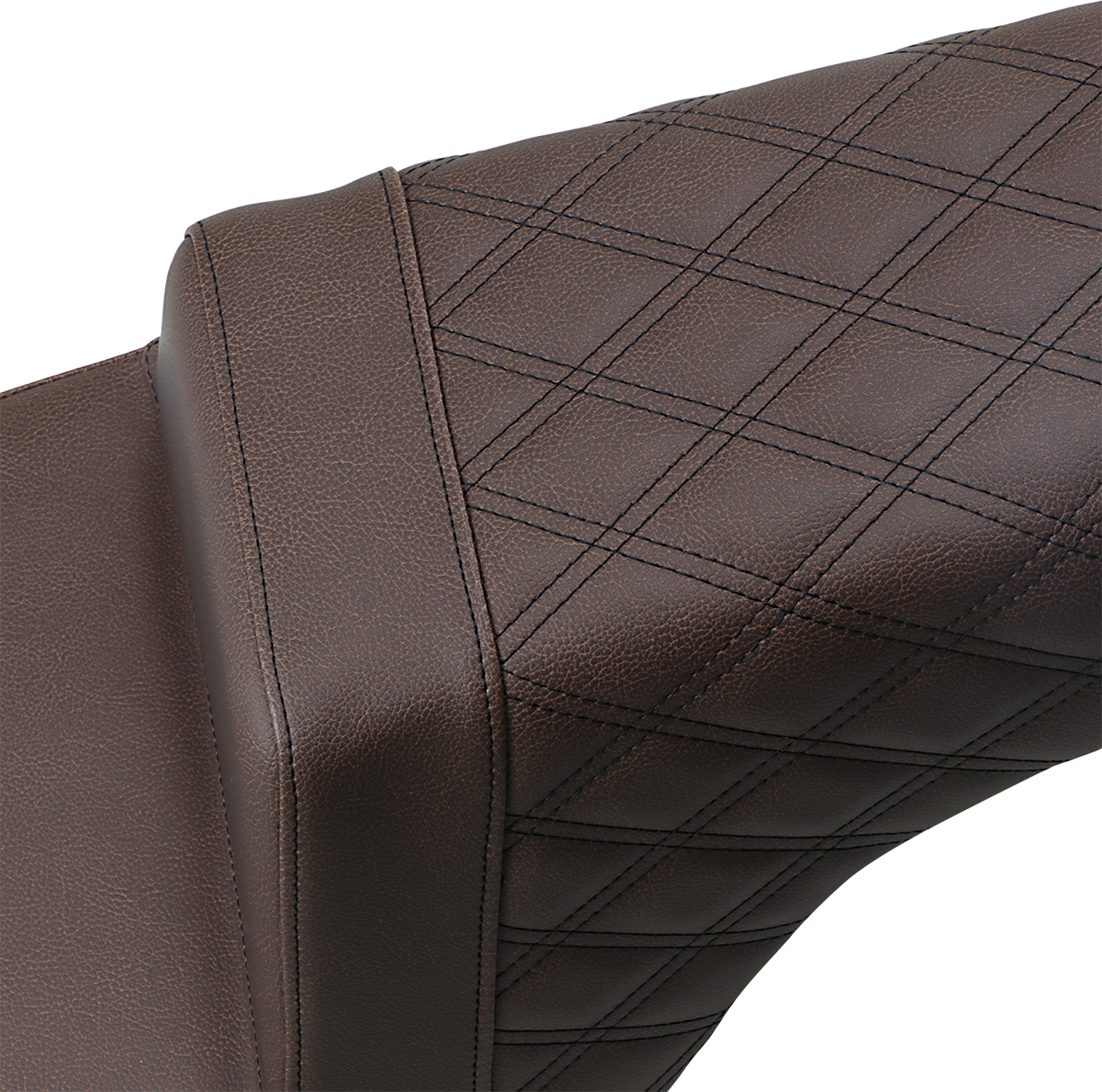 Brown SADDLEMEN Step Up Seat for Indian motorcycle, front smooth and rear lattice design, by Bill's Exhausts.