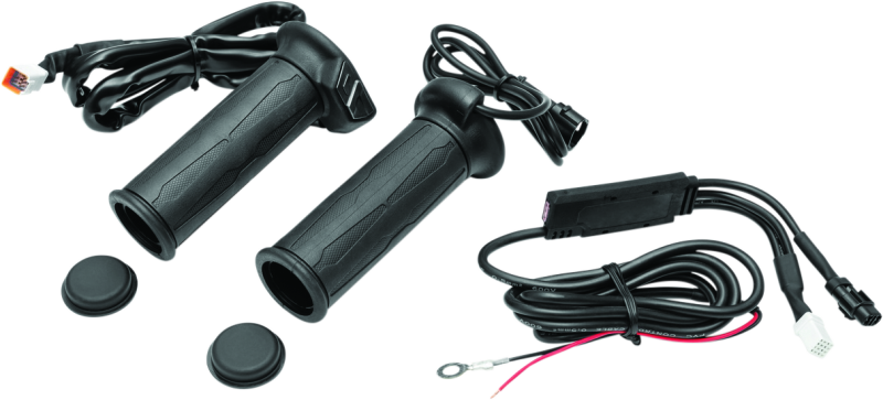 Kuryakyn Apollo heated grips for 7/8 inch motorcycle throttle, featuring thumb throttle for powersports vehicles.