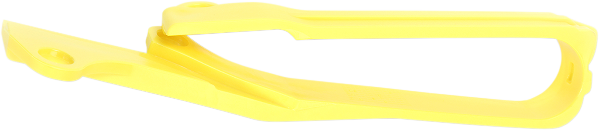 Yellow Acerbis chain slider for Suzuki motorcycles, designed to protect the chain and swingarm, with a durable body by Bill's Exhausts.