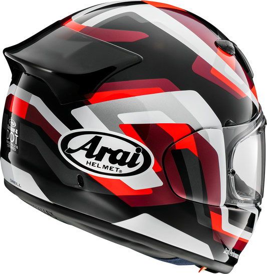 Red ARAI HELMETS Contour-X Snake helmet in small size with sleek design and aerodynamic shape.
