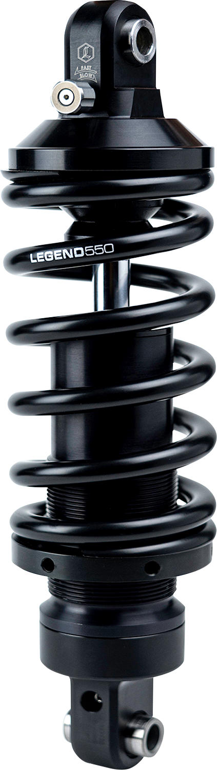 Legend Suspension Revo-A shock absorber for Harley Softail, 13.5-inch heavy-duty suspension part, featuring durable design and branding.