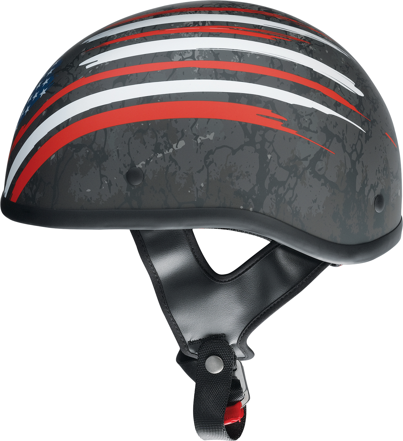 Z1R CC Beanie Helmet Justice in black, red, white, and blue, medium size, with sleek design and ventilation features.