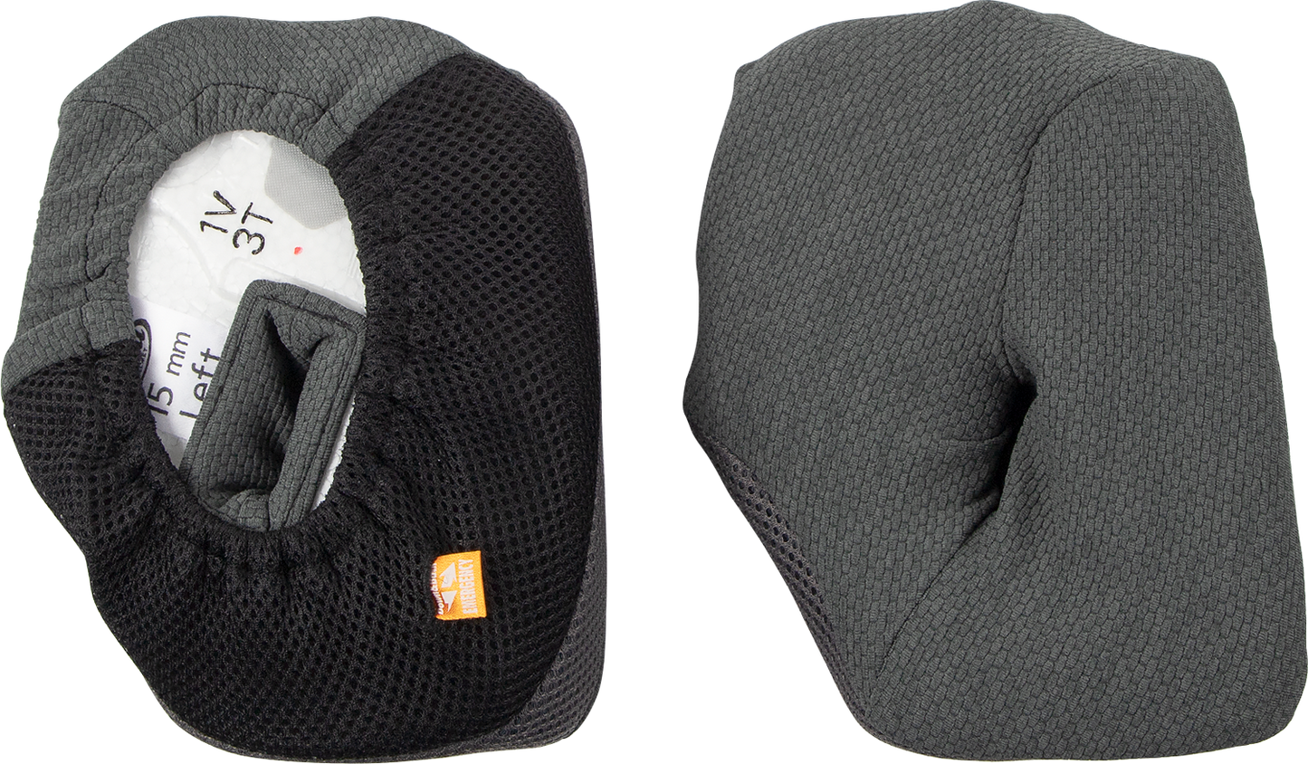 Gray ARAI Helmets VX-Pro4 cheek pads, 15 mm thickness, part number 05-5416, designed for motorcycle helmet comfort and fit.