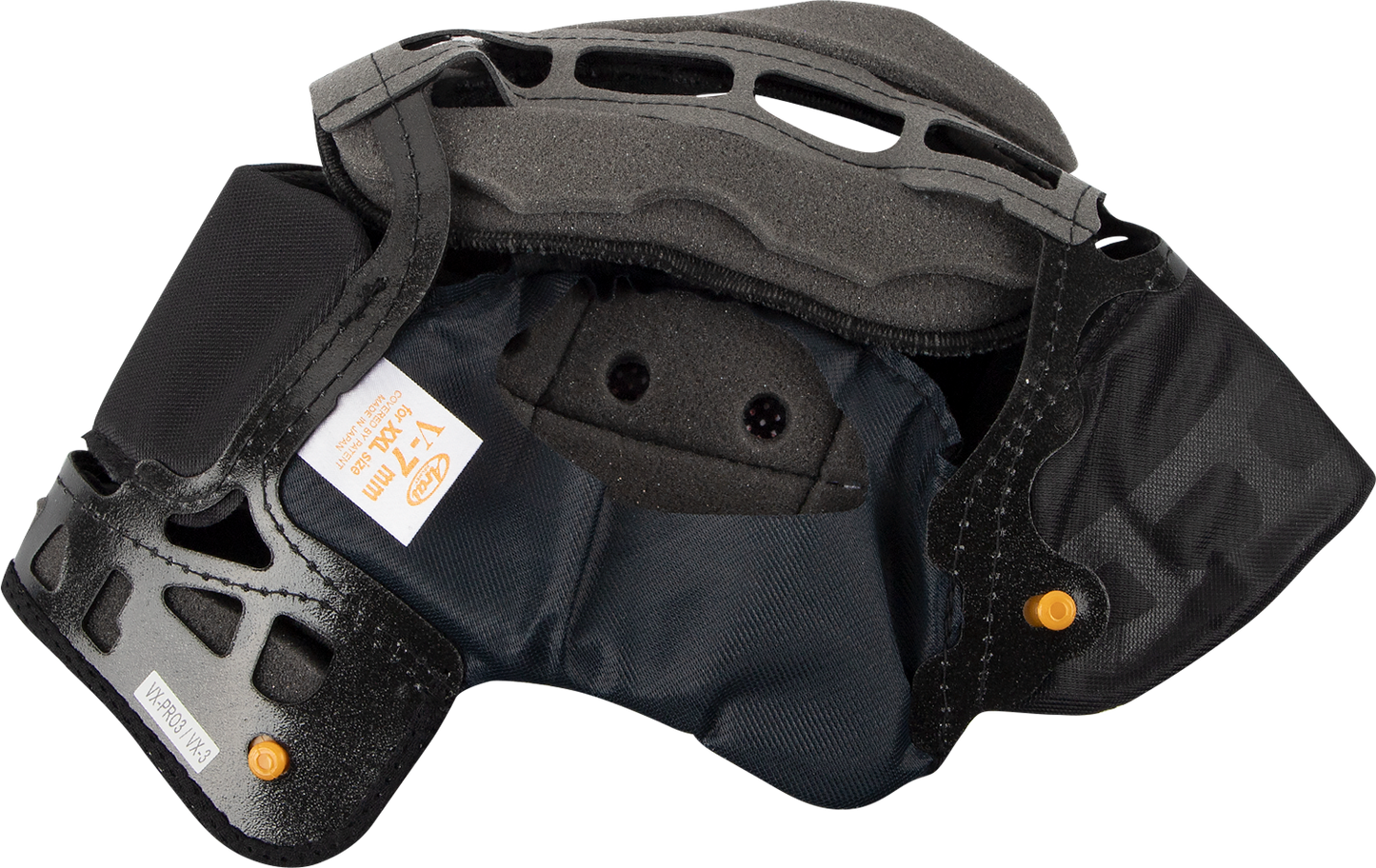 Close-up of ARAI Helmets VX-Pro4 interior pad, V-7mm, part #07-5572, showing soft padding for helmet comfort and fit.