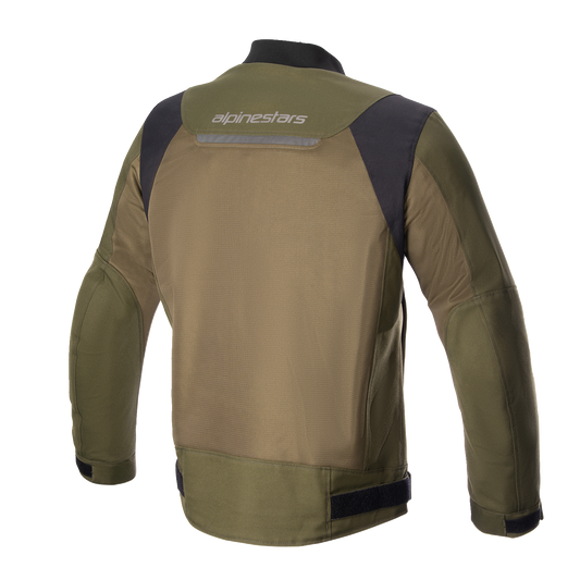 Alpinestars Luc V2 Air Jacket in green, size large, featuring lightweight, breathable motorcycle jacket with protective armor.
