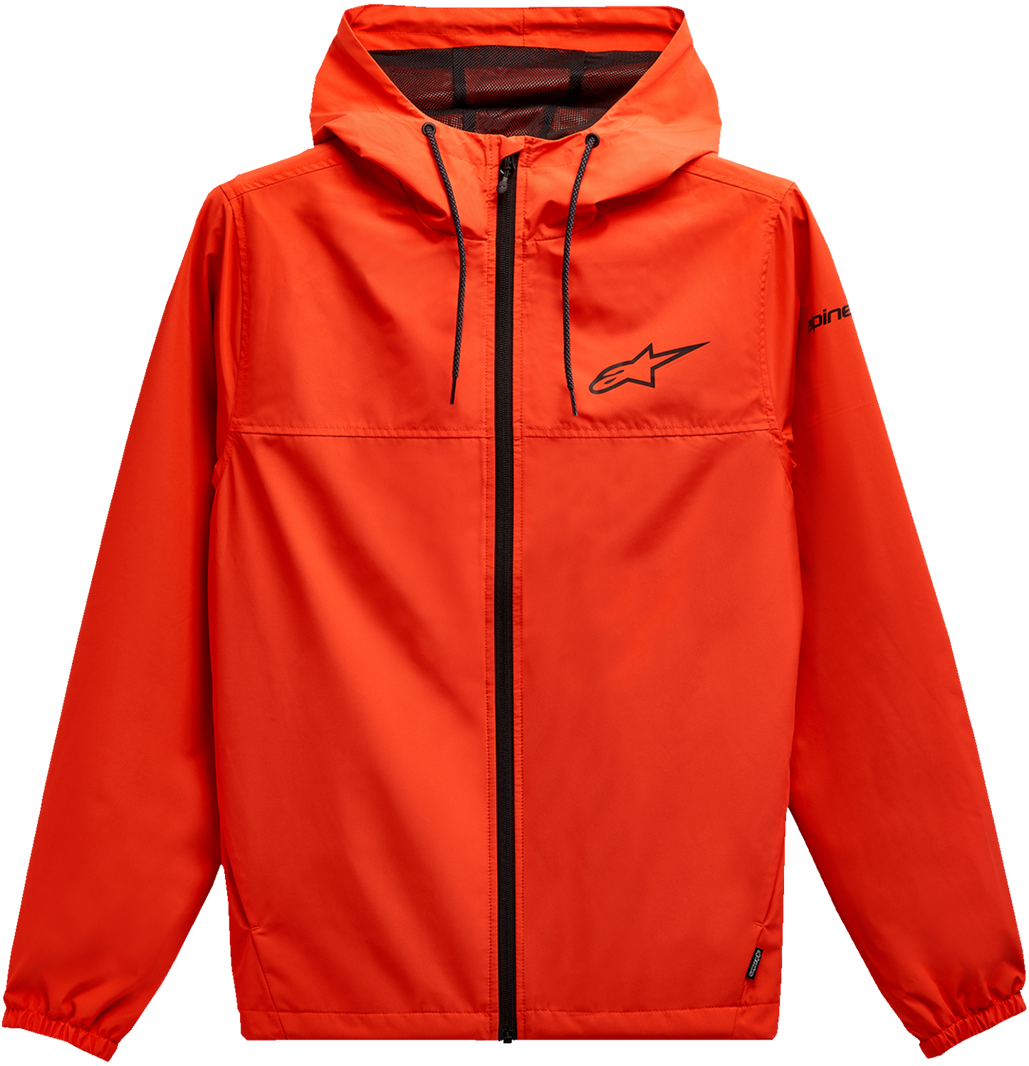 Alpinestars Treq windbreaker jacket in red and black, medium size, lightweight waterproof outerwear with adjustable hood.