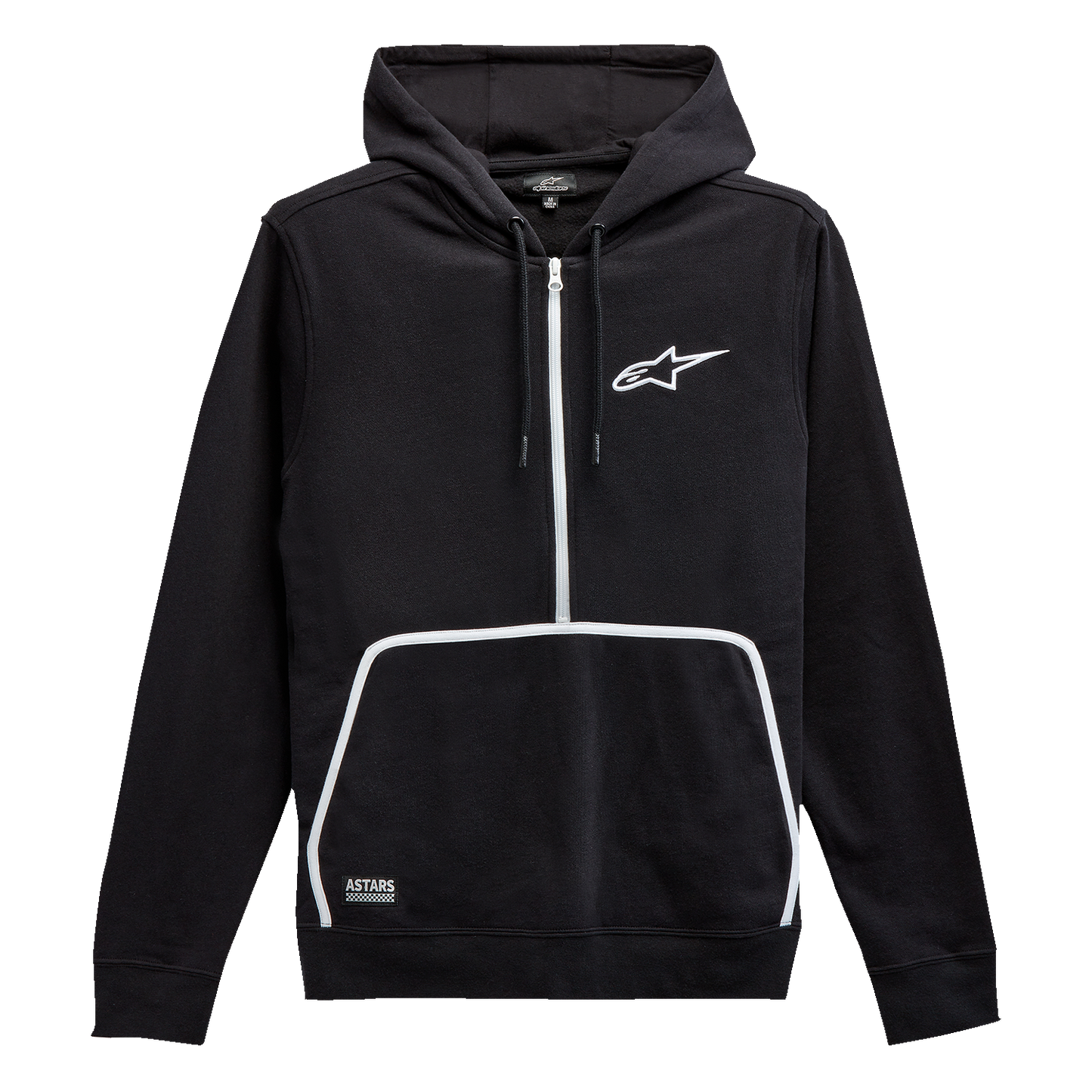 Alpinestars Bound Hoodie in black, 2XL, with comfortable cotton-poly blend, 3D embroidery, and exposed zipper.