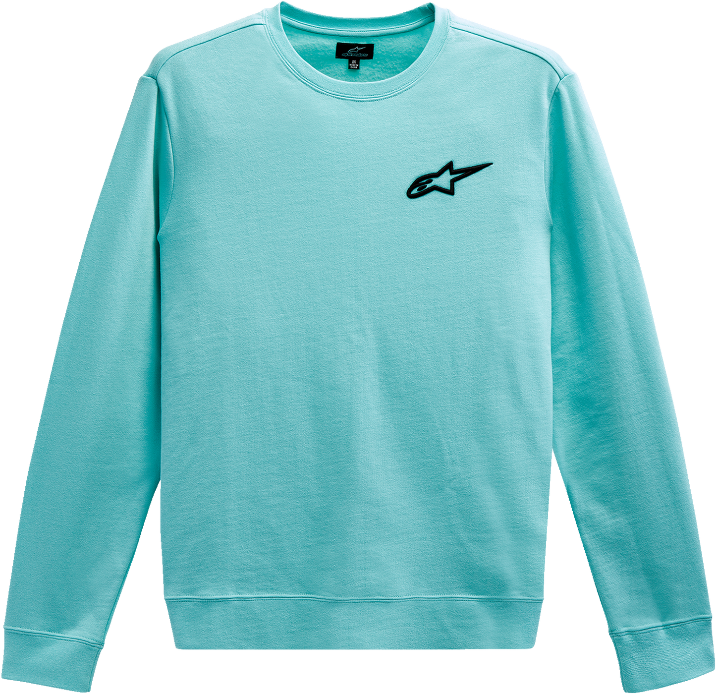 Alpinestars Ageless Crew Fleece in 2XL, aqua color with embroidered logo and ribbed cuffs, casual sportswear sweatshirt