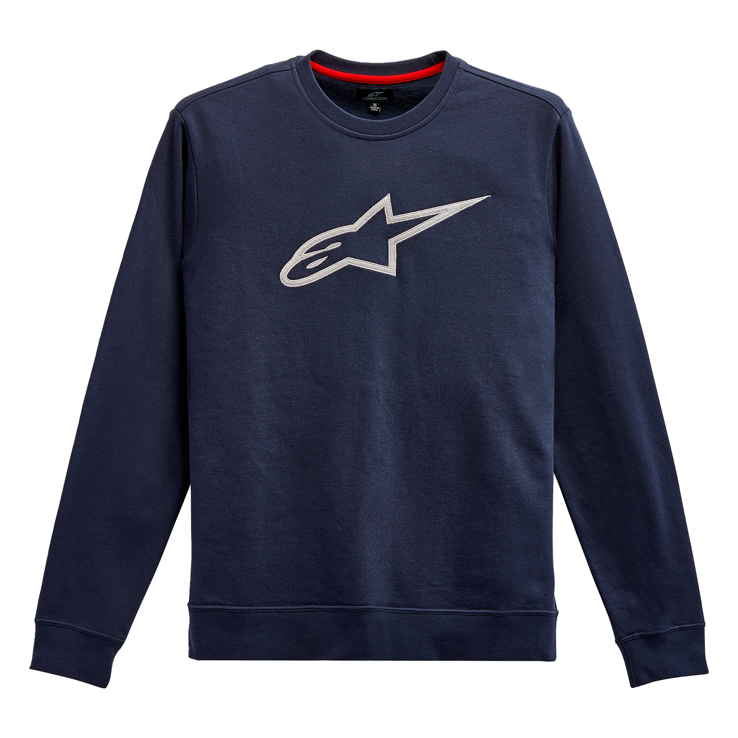 Alpinestars Ageless Crew Fleece in navy and grey, medium size, featuring a soft knit fabric and classic crew neckline.