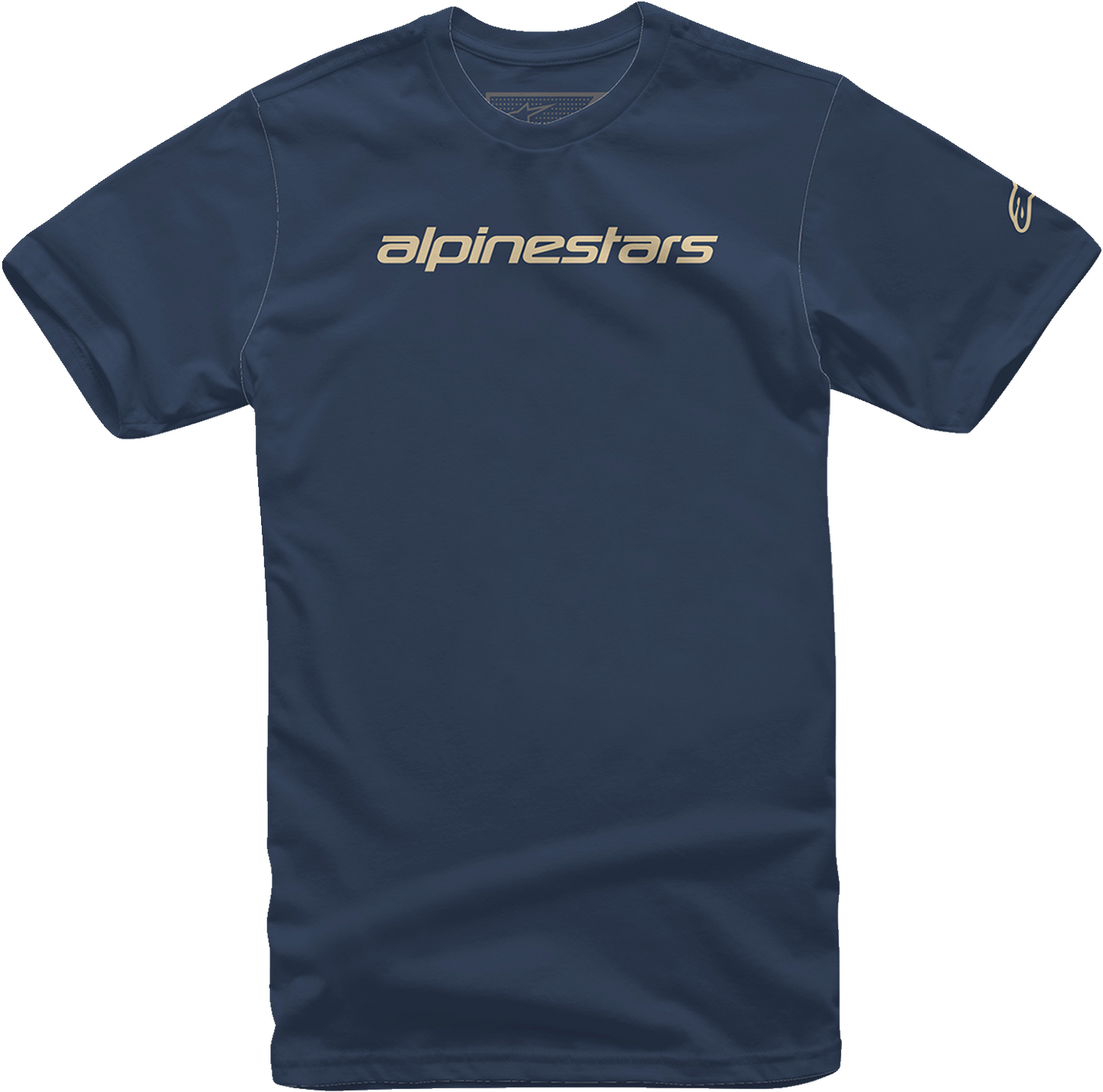 Alpinestars Linear Wordmark T-Shirt in navy and stone color, XL size, featuring the Alpinestars logo and design on the front.