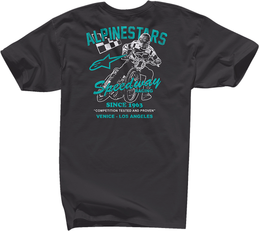 Alpinestars Speedway T-Shirt in black, medium size, featuring sporty design and brand logo on the front.