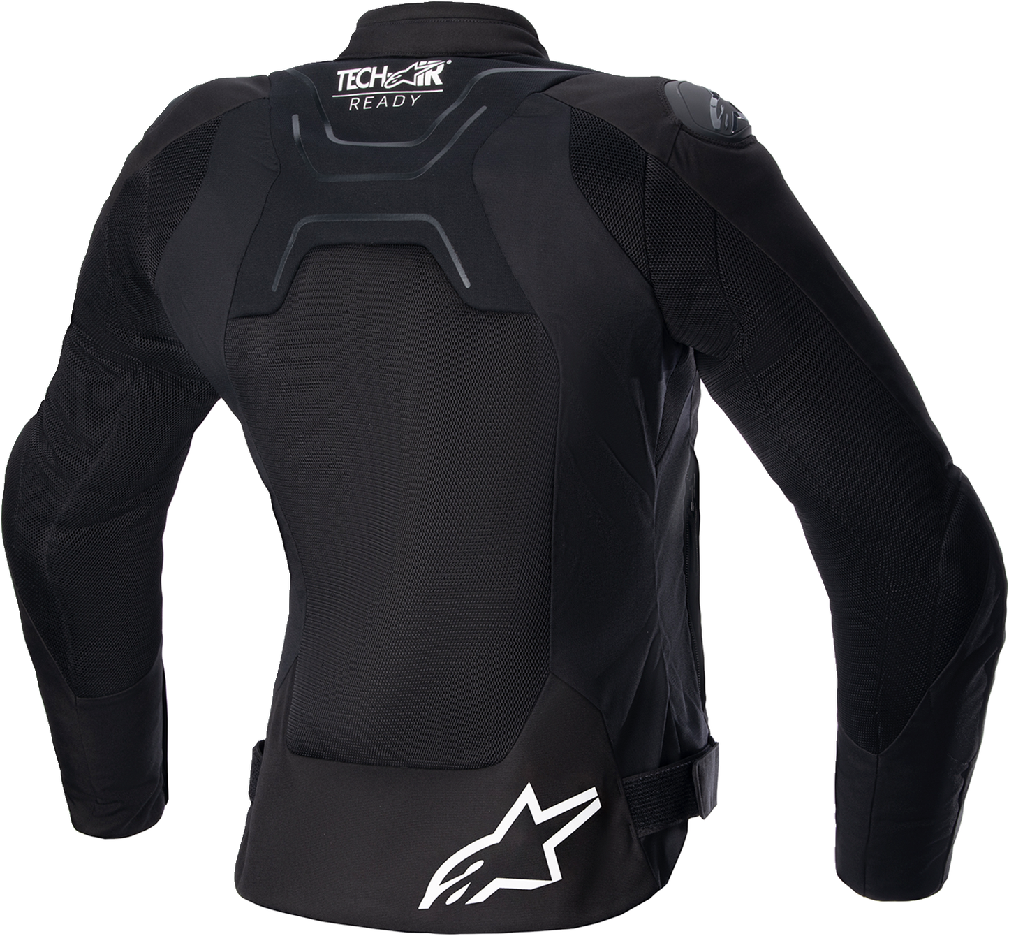 Alpinestars Stella SMX Air women's motorcycle jacket in black with Nucleon Flex Plus armor, medium size, featuring sporty design.