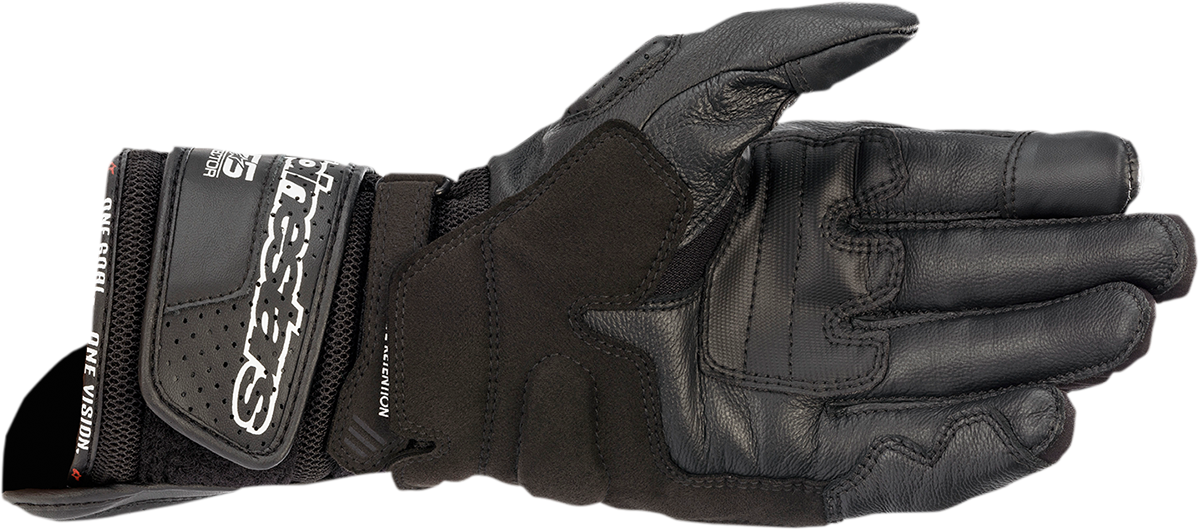 Alpinestars SP-8 V3 Air motorcycle gloves in black, size 3XL, showing reinforced knuckles and breathable design.