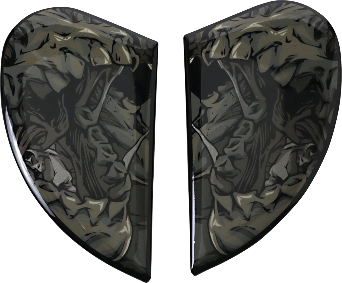Black ICON Airform™ Side Plates for Parahuman helmet, designed as replacement helmet parts by Bill's Exhausts.