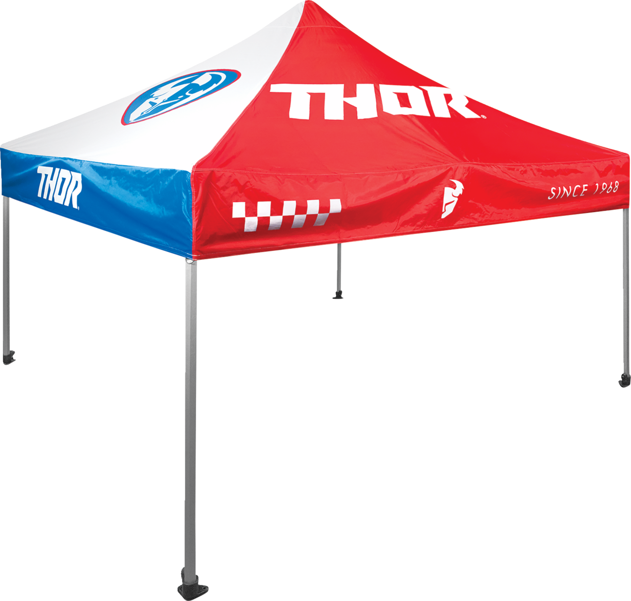 THOR 10'x10' red, white, and blue collapsible canopy top replacement cover with part number 4030-0068, outdoor shade and shelter.