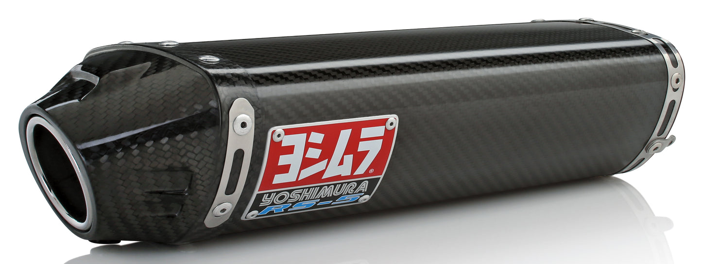 YOSHIMURA Street RS-5 Slip-On Exhaust with stainless steel and carbon fiber end cap for motorcycle upgrade