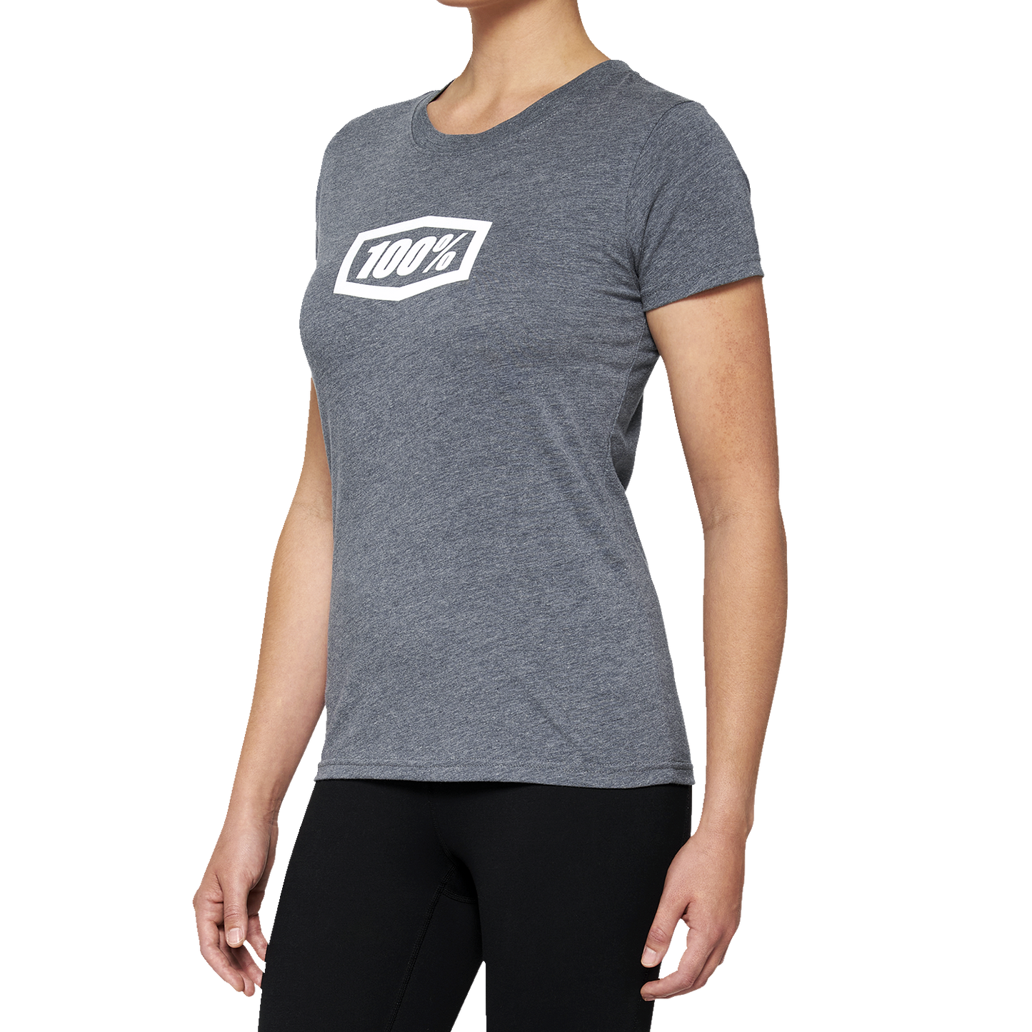 Heather gray women's Icon T-Shirt by Bill's Exhausts, large size, front view showing the casual fit and fabric texture.