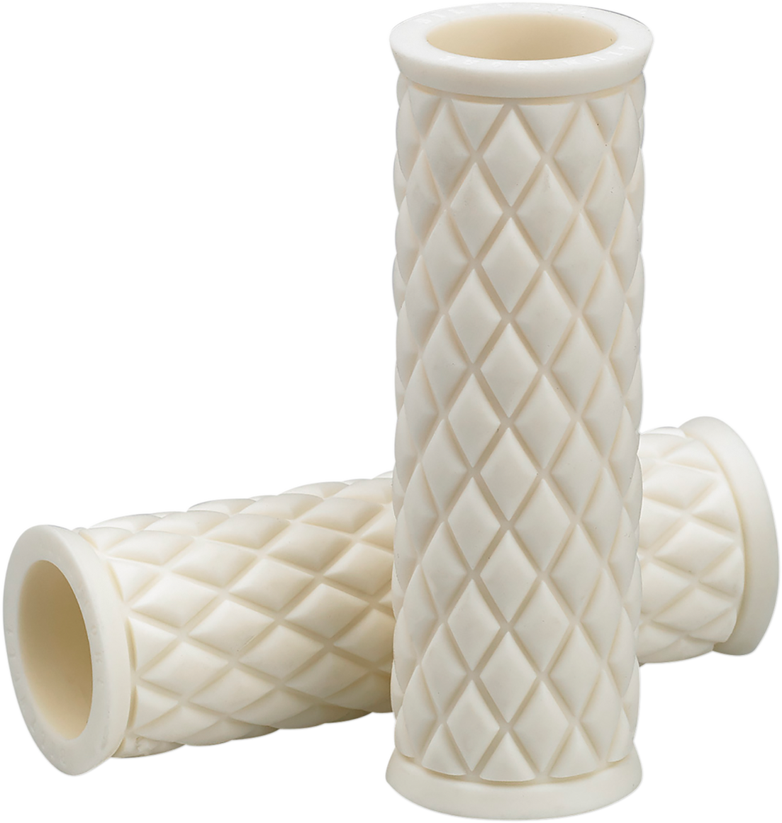 White BILTWELL Alumicore motorcycle grips, replacement handlebar grips with textured surface for improved grip and comfort.