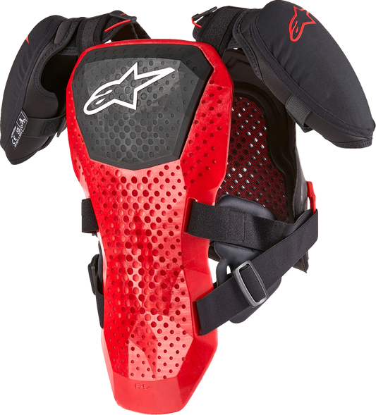 Alpinestars Youth A5 S v2 chest guard in black, white, and red, large/XL size, protective motocross gear for young riders.