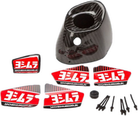 Yoshimura RS9 RS9T carbon fiber left side end cap cover kit for motorcycle exhaust system.