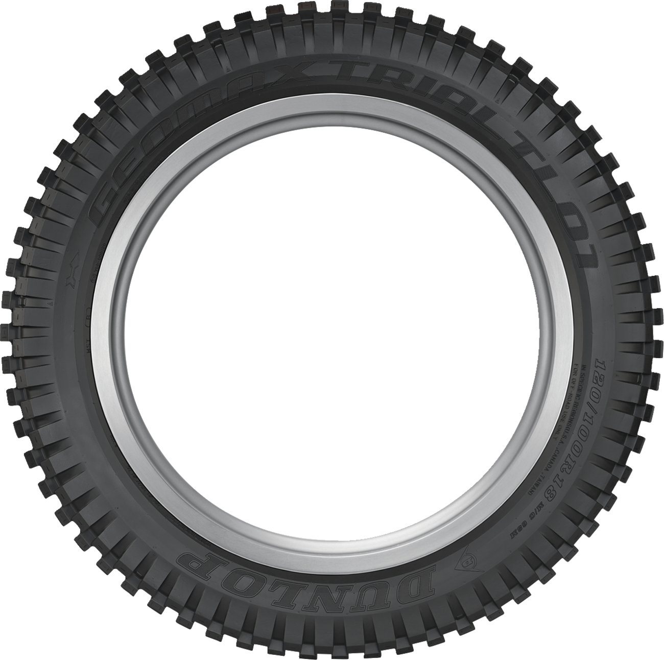 Dunlop Geomax TL01 rear off-road motorcycle tire 120/100R18 with rugged tread pattern for off-road riding