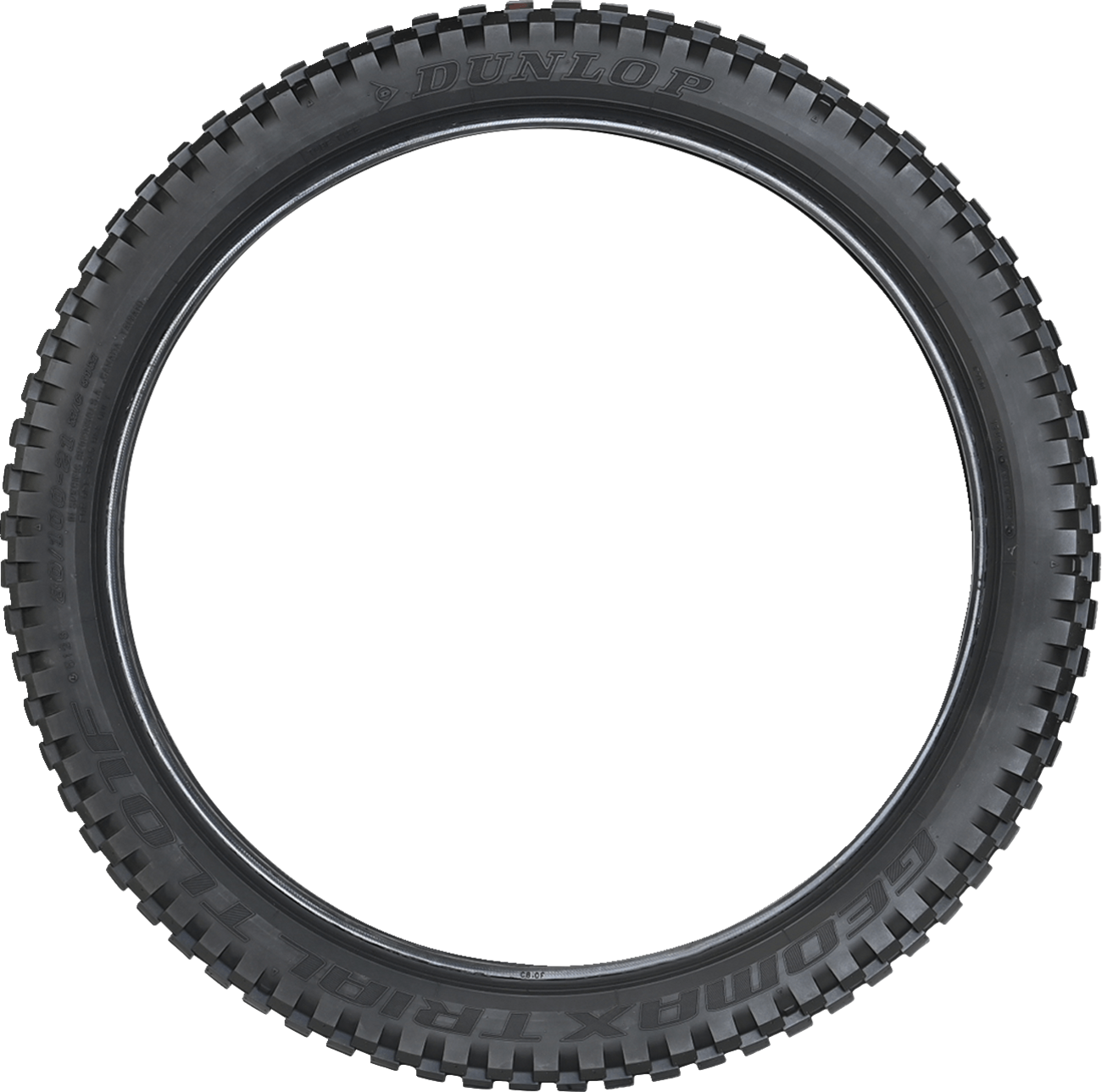 Dunlop Geomax TL01 front off-road motorcycle tire in 80/100-21 size with 51M load rating, shown in the image.