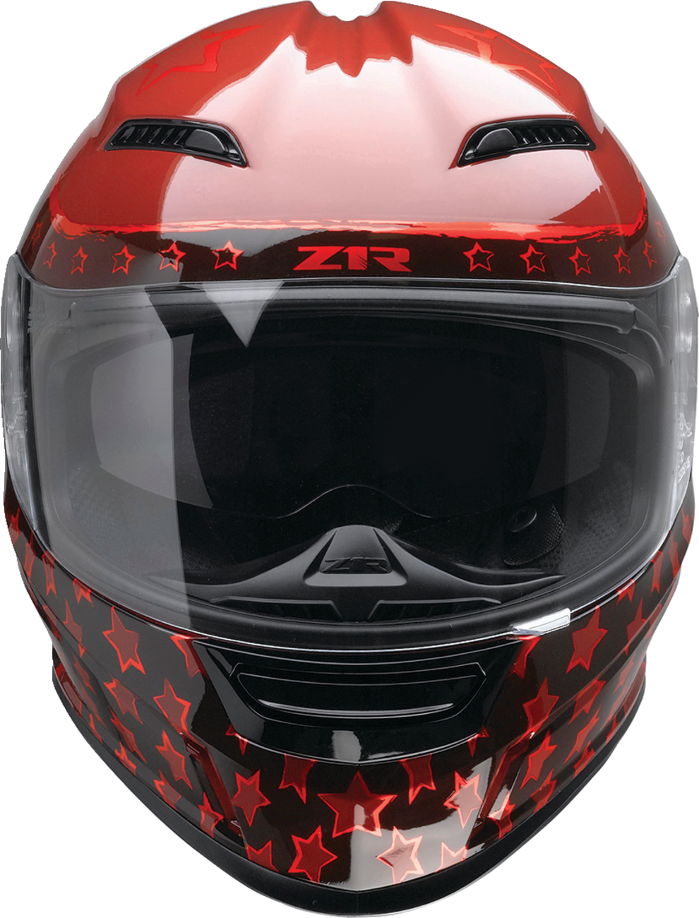 Z1R Jackal Helmet Patriot Red XS with clear visor and ventilation vents, lightweight motorcycle helmet by Z1R.