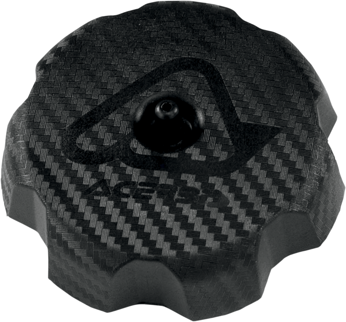 Acerbis large carbon gas cap for Acerbis motorcycle fuel tank, body style, with a sleek black finish, designed for durable sealing.