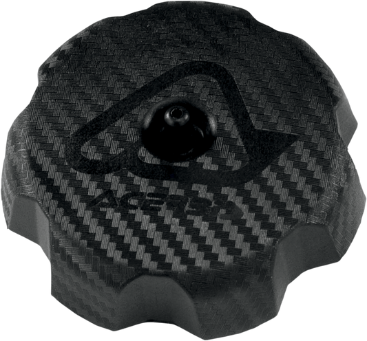 Acerbis large carbon gas cap for Acerbis motorcycle fuel tank, body style, with a sleek black finish, designed for durable sealing.