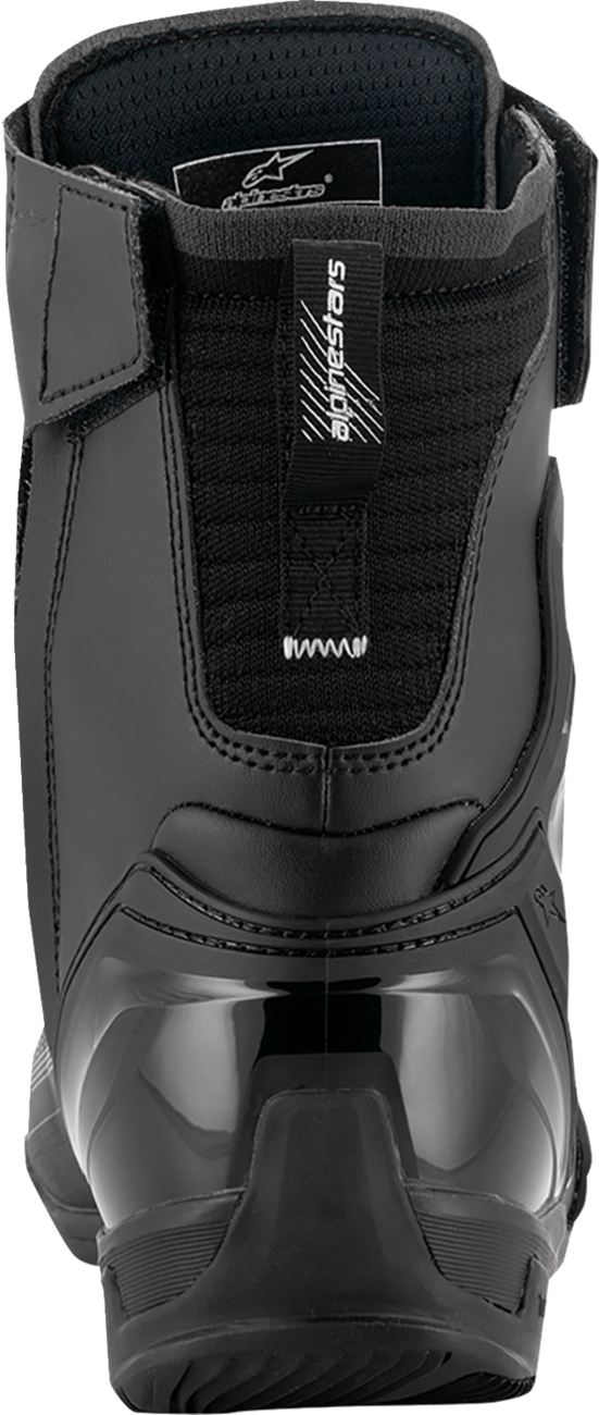 Alpinestars Superfaster motorcycle shoe in black, gray, and red with US 12.5 size, showing the sporty design and protective features.