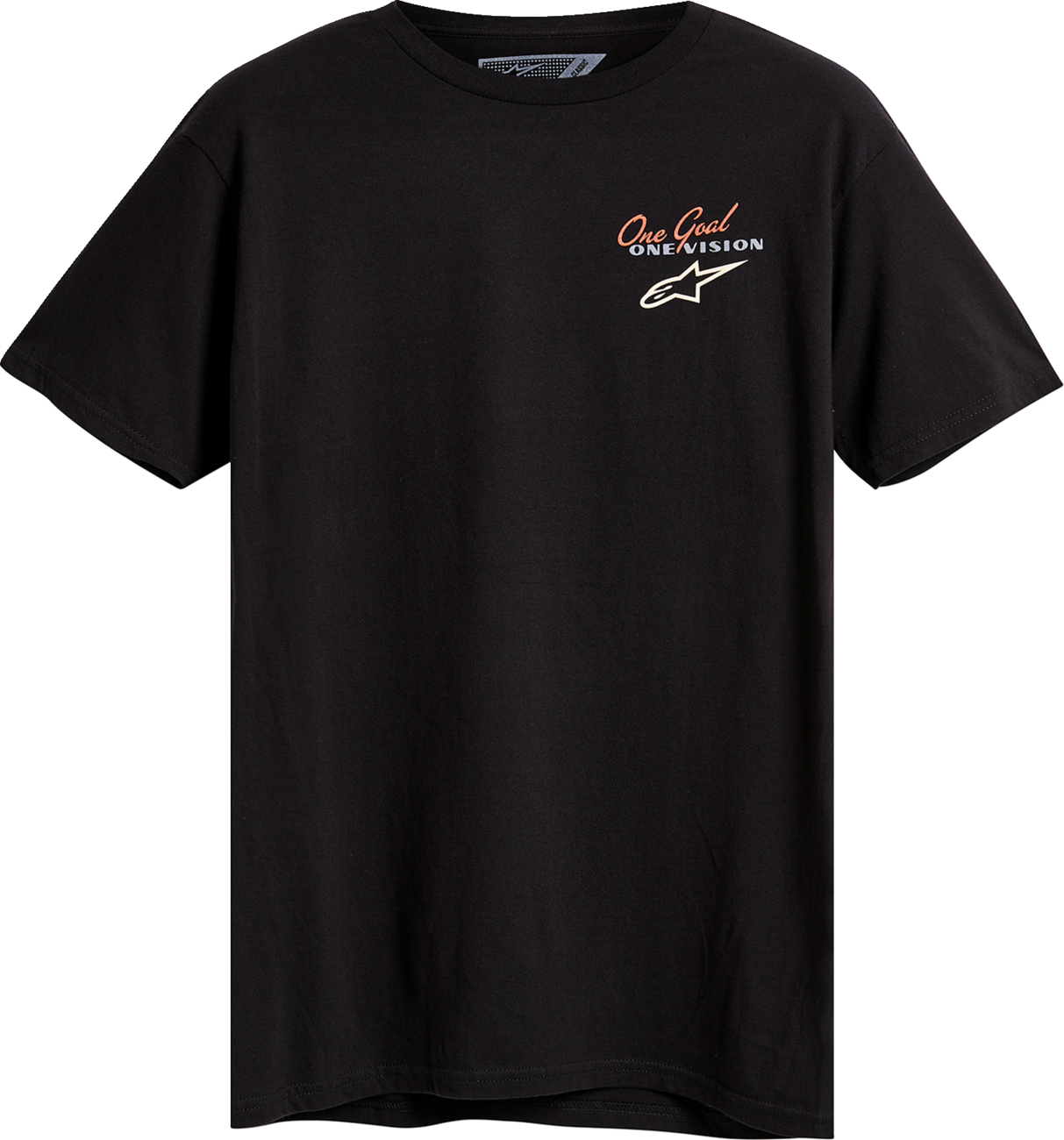 Alpinestars flagged T-shirt in black, 2XL size, featuring classic cotton fabric and graphic design with Alpinestars branding.