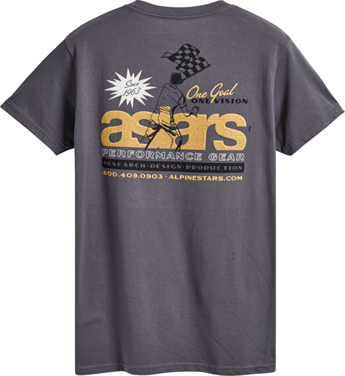 Alpinestars flagged T-shirt in charcoal, 2XL size, featuring the ALPINESTARS logo and design on the front.