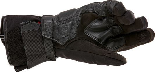 Alpinestars W-7 V2 Drystar winter motorcycle gloves in black, size XL, showing padded knuckles and textured grip palms.