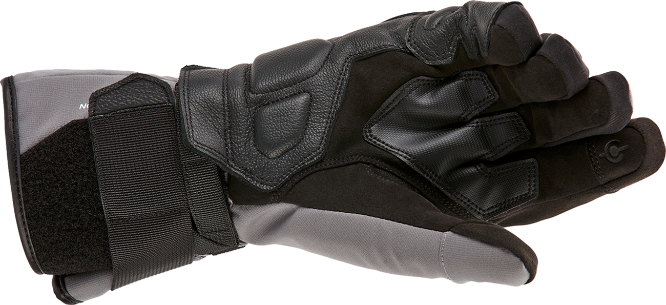 Alpinestars W-7 V2 Drystar winter gloves in black and dark gray, large size, featuring textured grip and insulated design.