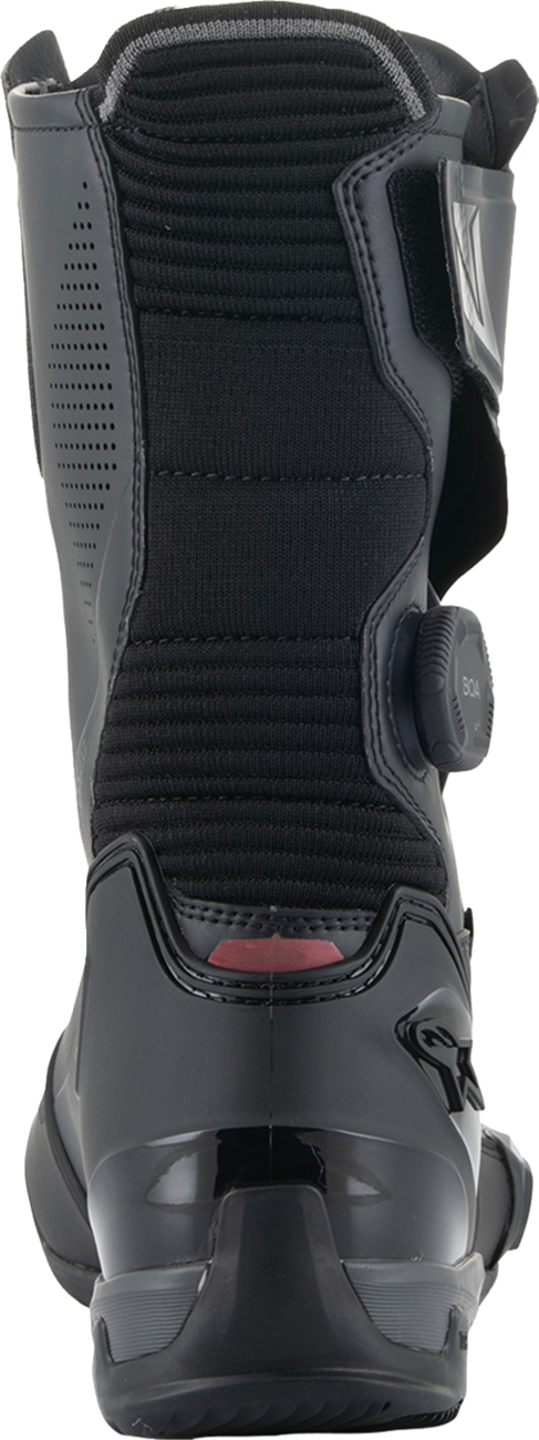 Alpinestars SP-X BOA motorcycle boots in black with advanced protection and comfort, size EU 45, shown from the side.