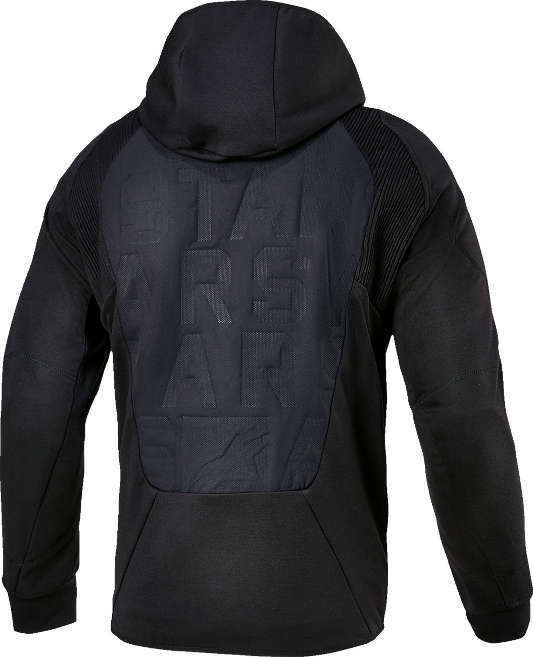 Alpinestars MSE Hybrid Hooded Jacket in black with Level 1 Nucleon Flex Plus armor, featuring motorcycle streetwear style and small size.