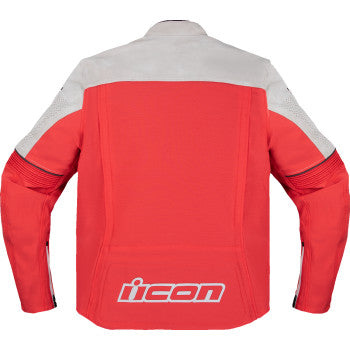Red ICON Slabtown Intercept 84™ motorcycle jacket in medium size, featuring durable fabric and stylish design.
