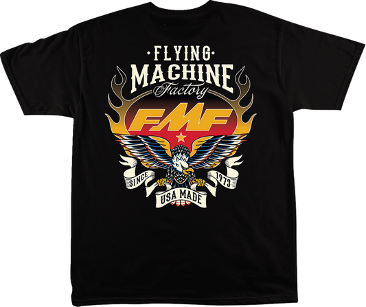 FMF Flight Ready T-Shirt in black, size large, featuring the FMF logo and comfortable fit, displayed on a plain background.