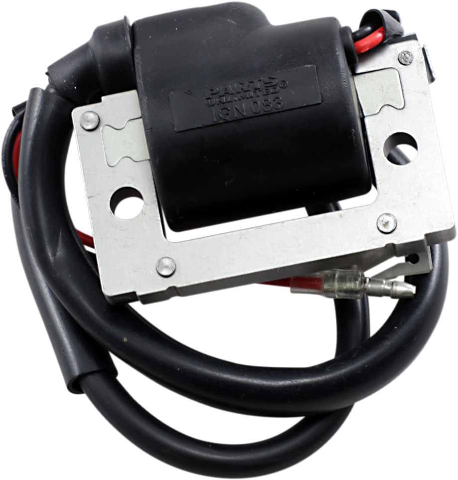 PARTS UNLIMITED External Ignition Coil IGN-083 for reliable engine performance, shown mounted in an engine compartment.