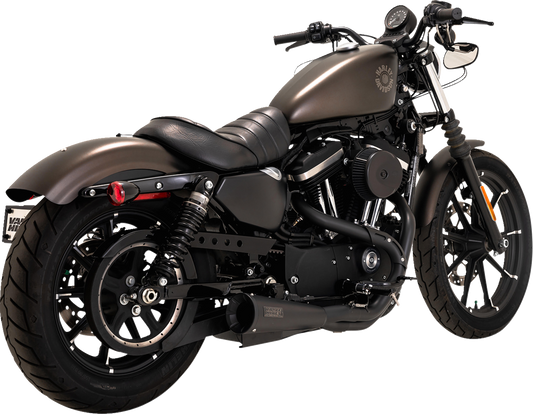 VANCE & HINES 47328 2-into-1 Upsweep PCX™ exhaust system in stainless steel and black finish for motorcycles.