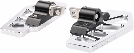 Chrome Apex Mini Floorboards for driver by THRASHIN SUPPLY CO. featuring sleek, compact design for motorcycle foot placement.