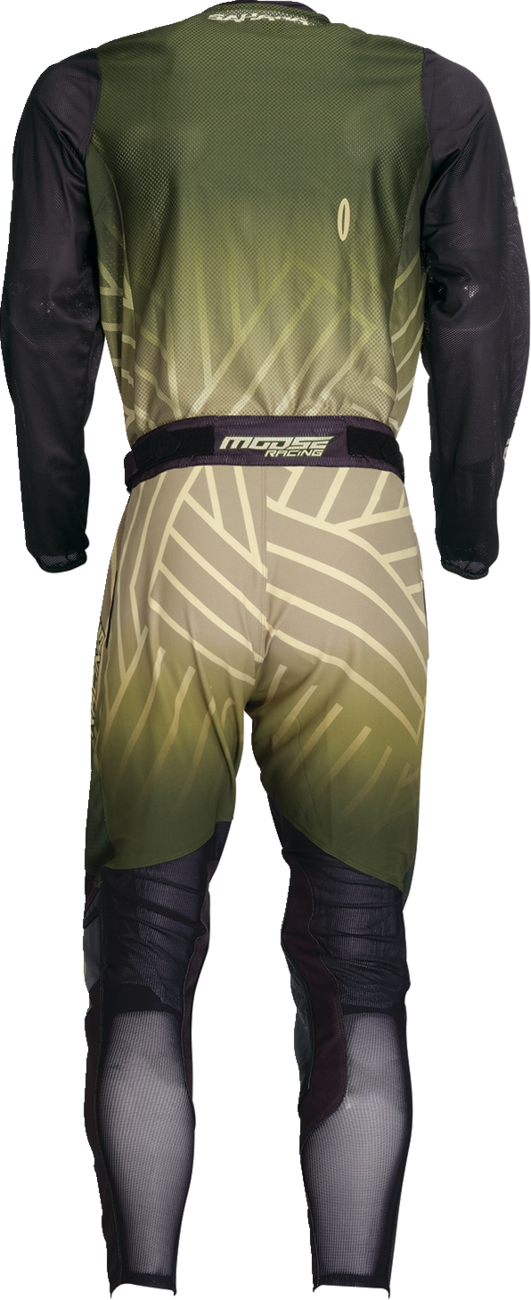 Green and black MOOSE OFFROAD Sahara ATV jersey in large size, featuring performance fabric and rugged off-road design.