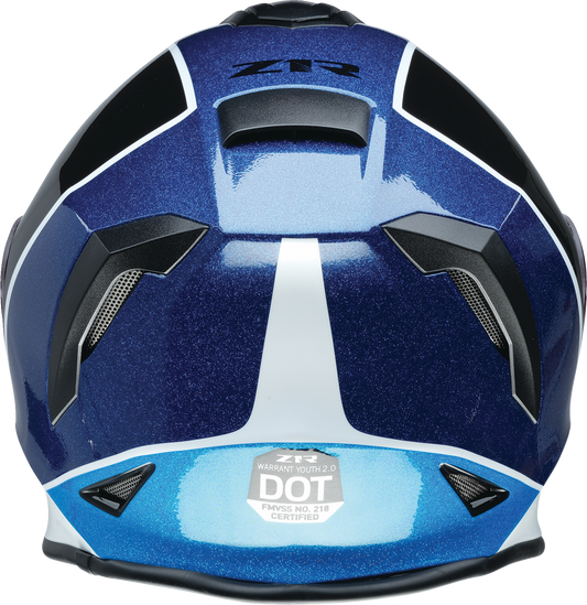 Z1R Youth Warrant 2.0 Snow Helmet in Fresh Pow Purple and Blue, large size, with ventilation and adjustable straps.