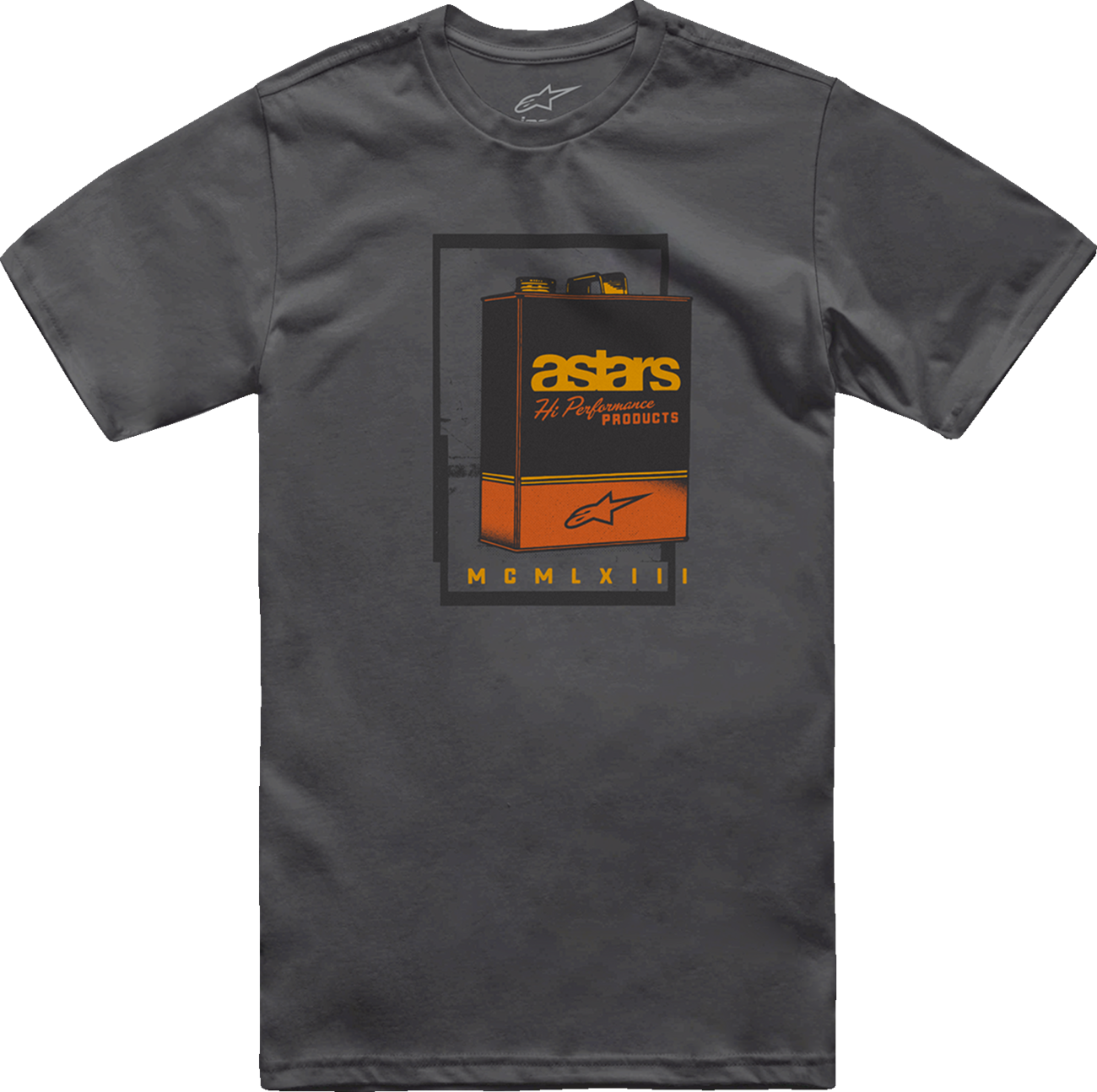 ALPINESTARS, Alpinestars Galun Charcoal T-Shirt 2XL with Vintage Gas Can Art