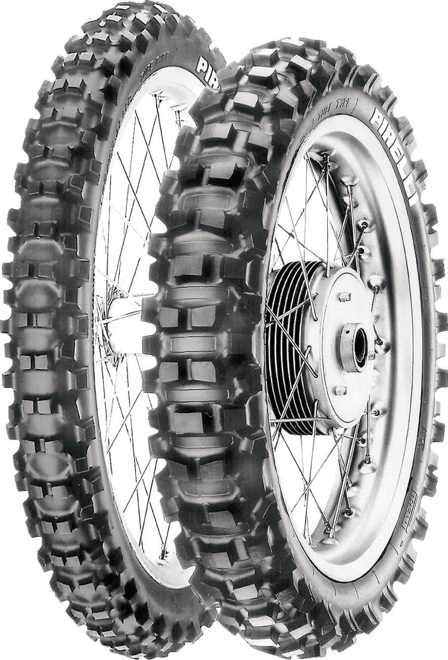 PIRELLI Scorpion XC Mid Hard Rear Tire with 120/100-18 size, designed for off-road motorcycle use, featuring durable tread pattern.