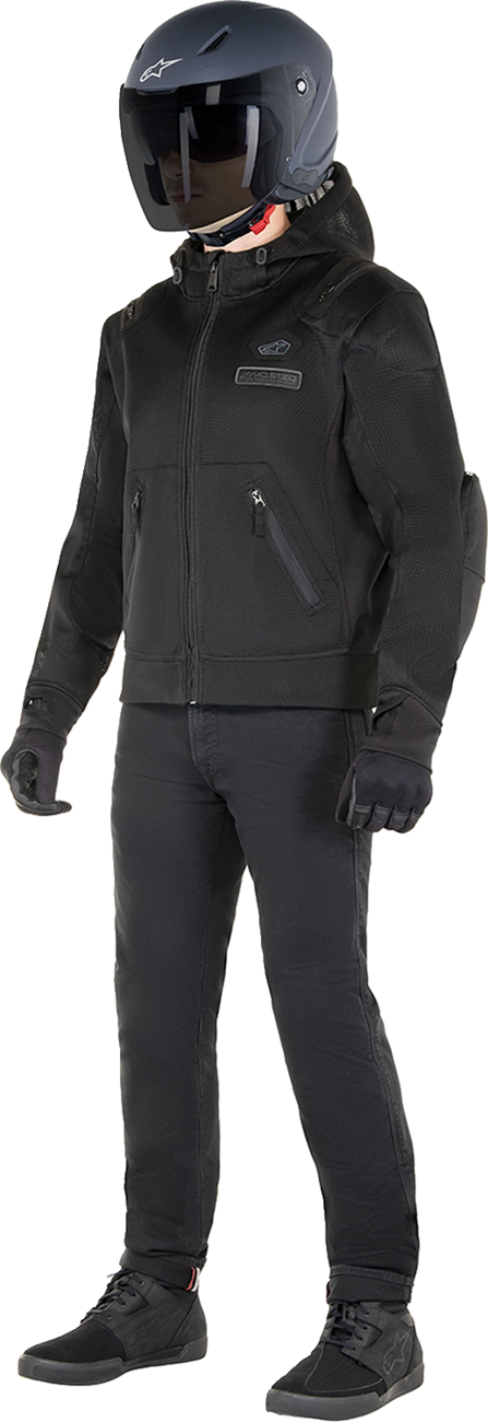Alpinestars Moflow Air Tech Hoodie in black, large size, featuring breathable fabric and sporty design.