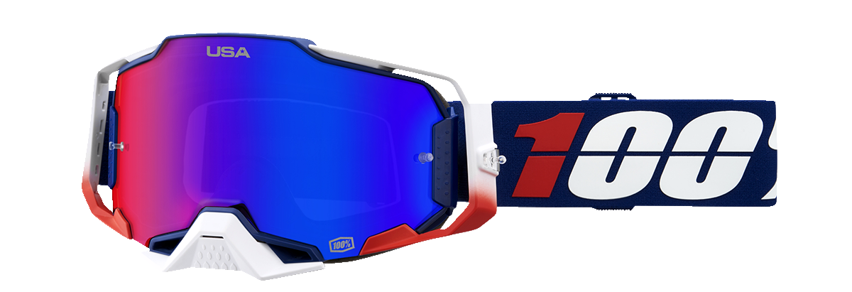 100% Armega Goggles - MX of Nations - HiPER Red/Blue Mirror 50003-00008 - Howling Moto