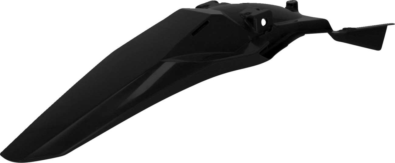 A black Acerbis rear fender for motorcycles, designed as a durable body part with mounting points, shown in the image.