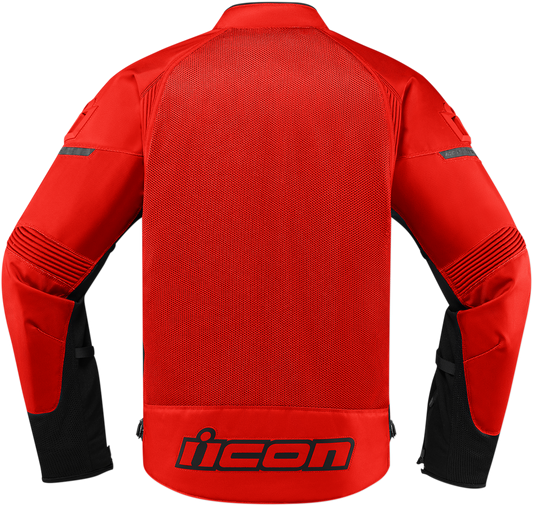 Red ICON Contra2â„¢ jacket in small size, stylish and lightweight jacket from Bill's Exhausts, shown on a plain background.